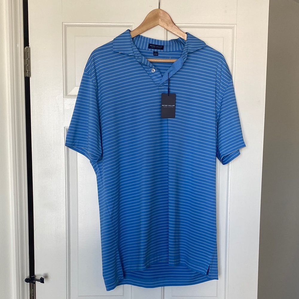 Peter Millar Blue Striped Polo Shirt